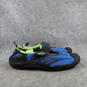 Nerf Water Shoes Kids XL 4/5 Blue Black Adjustable Strap Boys Youth Active